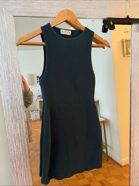 Babaton Sleeveless Ribbed Mini Dress in Deep Teal